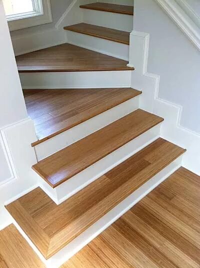 Лестница из ламината фото Green Step Flooring: Vertical carbonized bamboo Flooring for stairs, Laminate fl