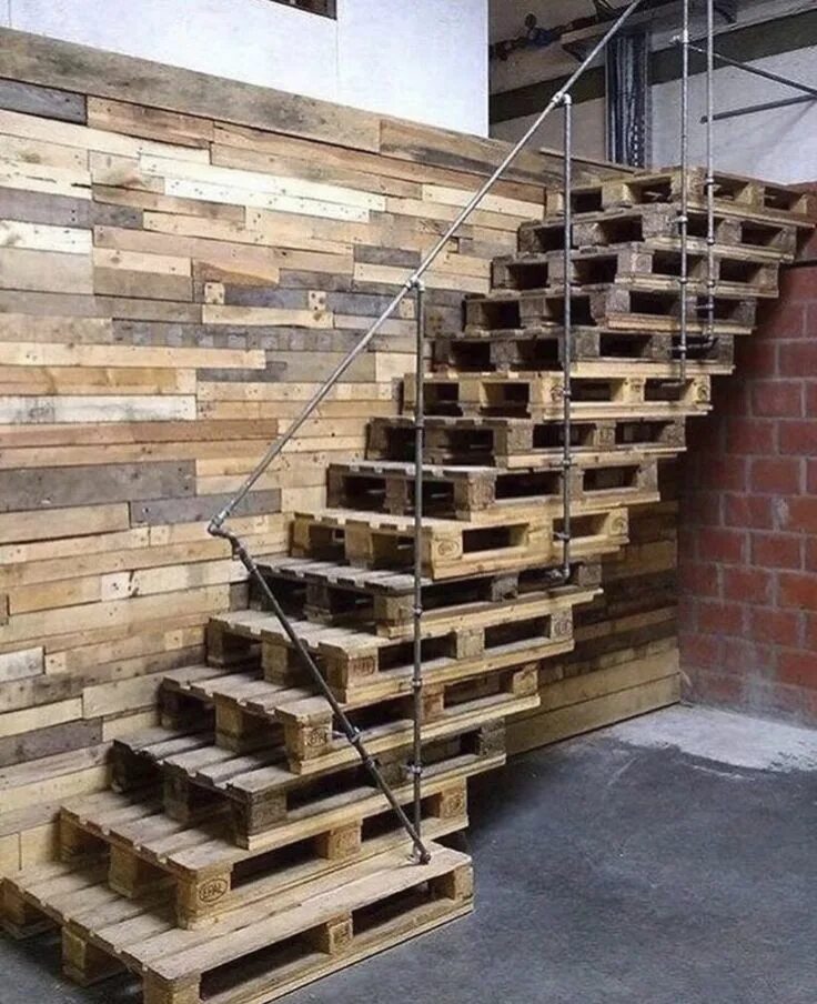Лестница из плахи своими руками фото Sunday Morning Comics: Pallet Staircase Pallet stairs, Diy stairs, Stairs design