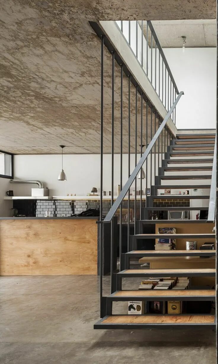 Лестница лофт из металла фото house + office luna - buenos aires - hitzig militello - 2012-13 - int stair - ph