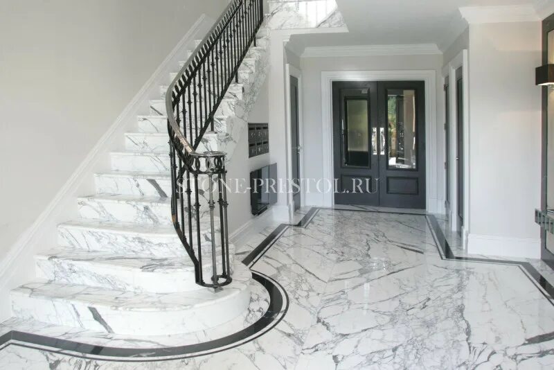 Лестница мраморная фото ᐉ Лестницы из мрамора в Москве ➤ ➤ цена 4400.00 р/ м2 от производителя ≡ Престол