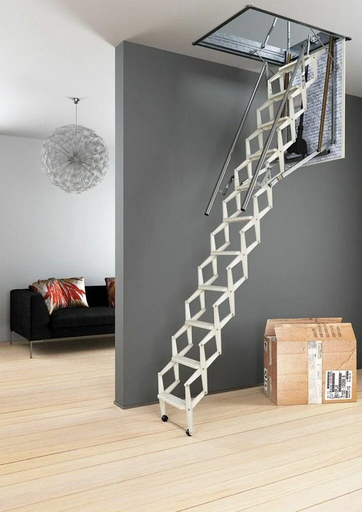Лестница на чердак фото и цена Retractable ladder Rintal - Escalmatic Loft ladder, Stairs design, Stairway desi