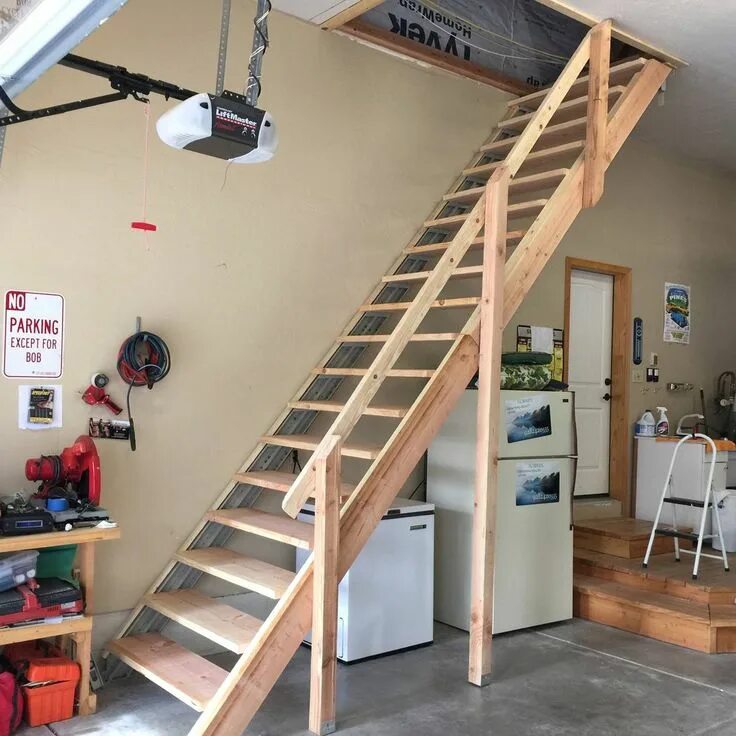Лестница на чердак на улице фото Garage Stair Stringers by Fast-Stairs.com Garage stairs, Attic renovation, Garag