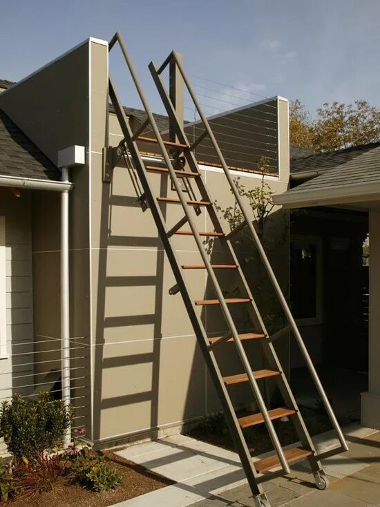 Лестница на чердак на улице фото Rooftop Patio Design Ideas, Pictures, Remodel and Decor Retractable stairs, Outd