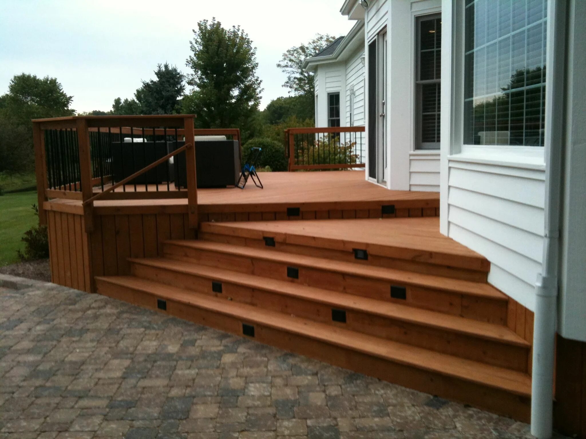 Лестница на террасу фото Multi-Level Deck with Stair Lighting by St. Charles, IL Deck Builder Archadeck o