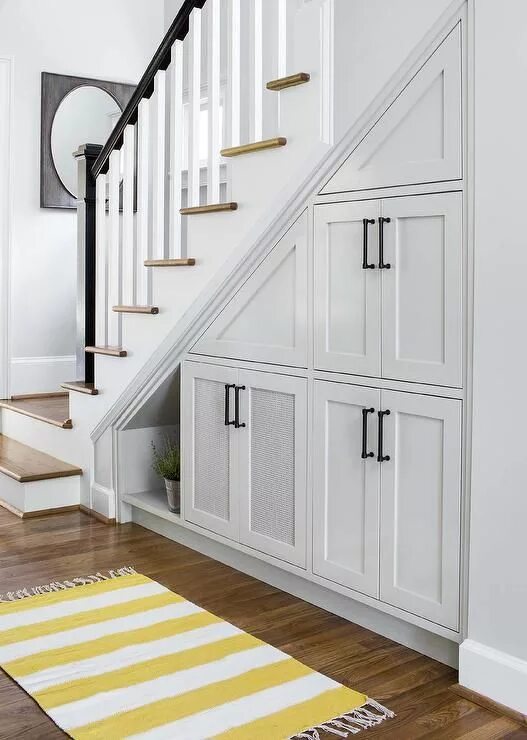 Лестница со шкафами фото Under The Stairs Pull Out Cabinets - Contemporary - Entrance/foyer Basement desi