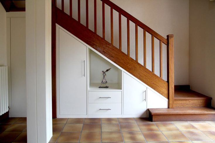 Лестница со шкафами фото Rangements et meubles sur-mesure en Sous-Escaliers Meuble sous escalier, Rangeme