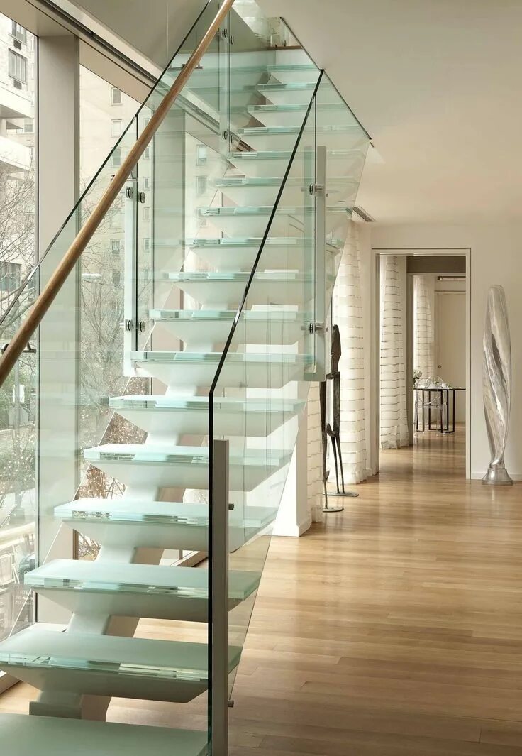 Лестница стекло фото 1055 Park Ave CetraRuddy Archinect Glass stairs, Interior stairs, Stairs