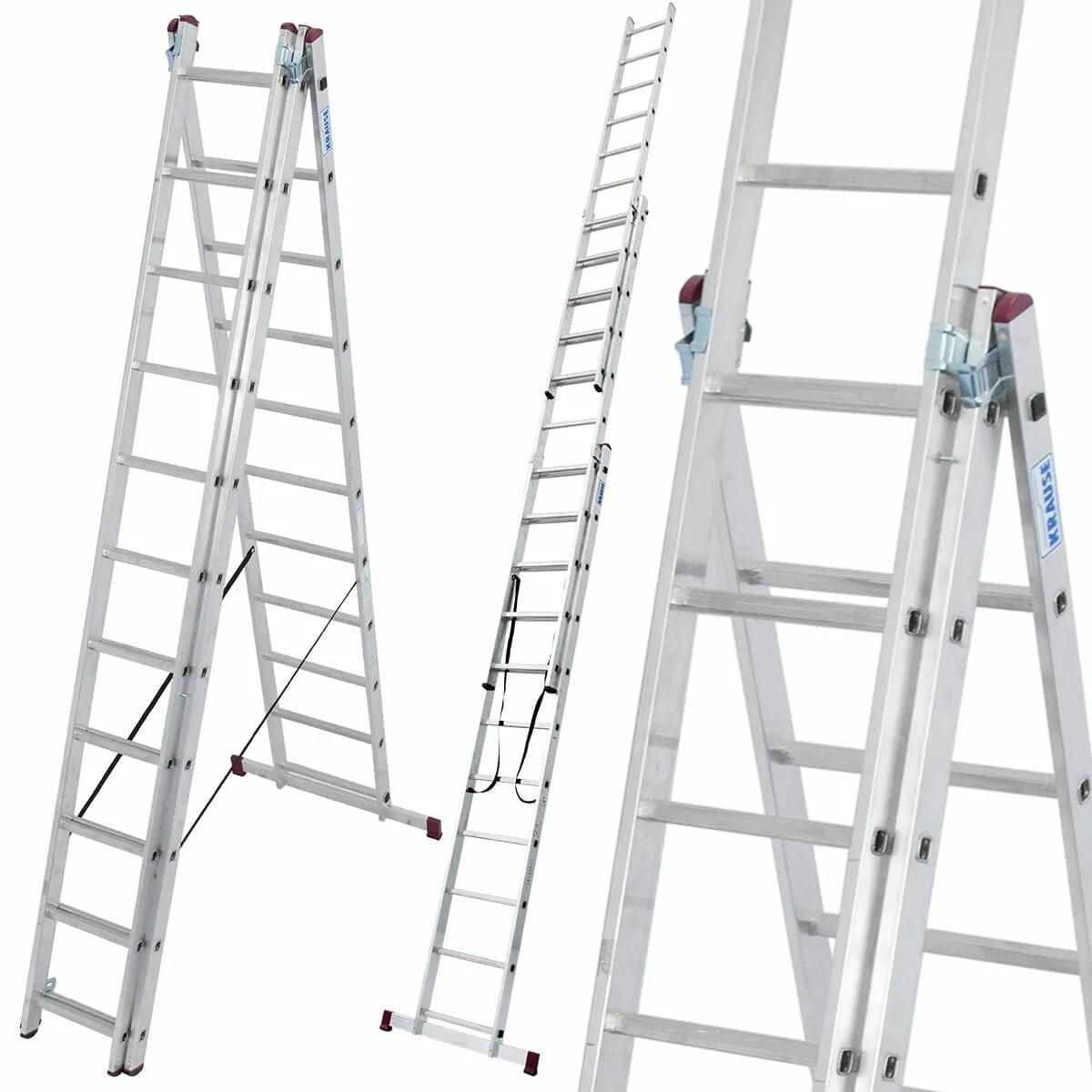 Лестница трехсекционная фото Drabina aluminiowa 3x10 KRAUSE CORDA wysokość robocza 7 m - HIGHER - drabiny, ru