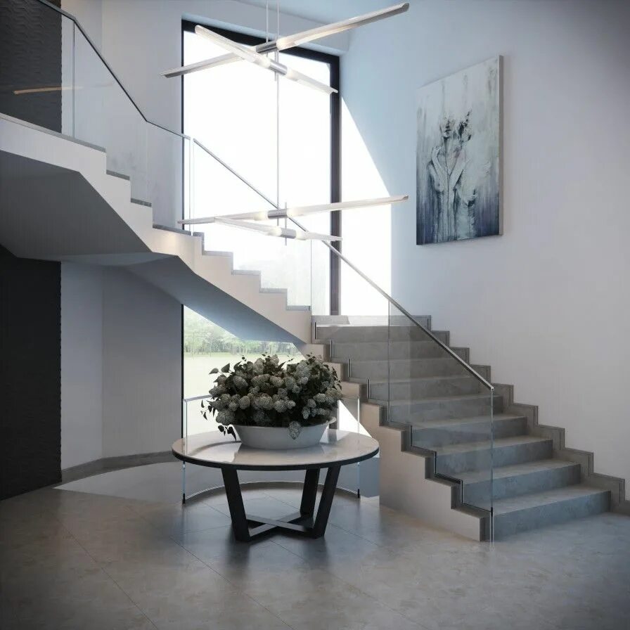 Лестница в частном доме фото бетон Calming #Modern #Interiors Staircase interior design, Staircase design, Glass st