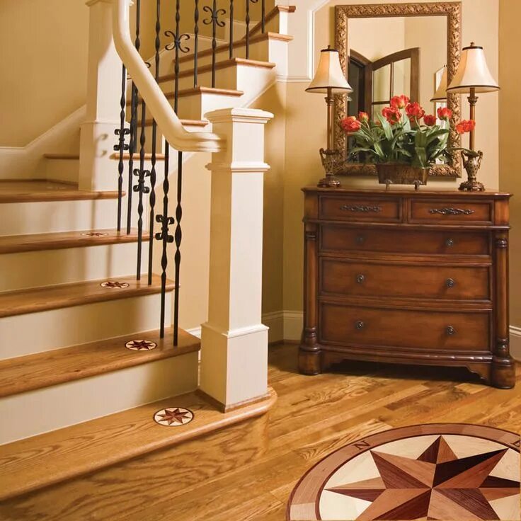 Лестница в частном доме фото дерево Brant Point Wood Medallion: Floor Medallion by Oshkosh Designs Floor design, Woo