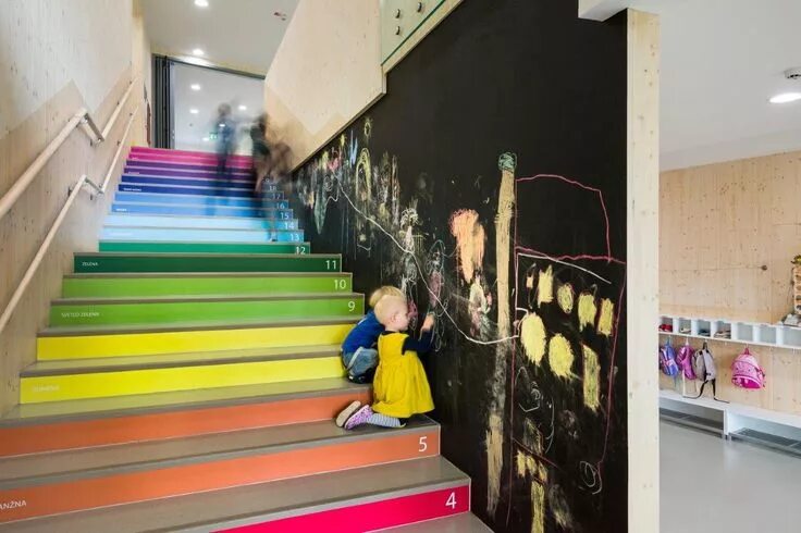 Лестница в детском саду оформление фото Gallery of Šmartno Timeshare Kindergarten / Arhitektura Jure Kotnik - 20 Kinderg