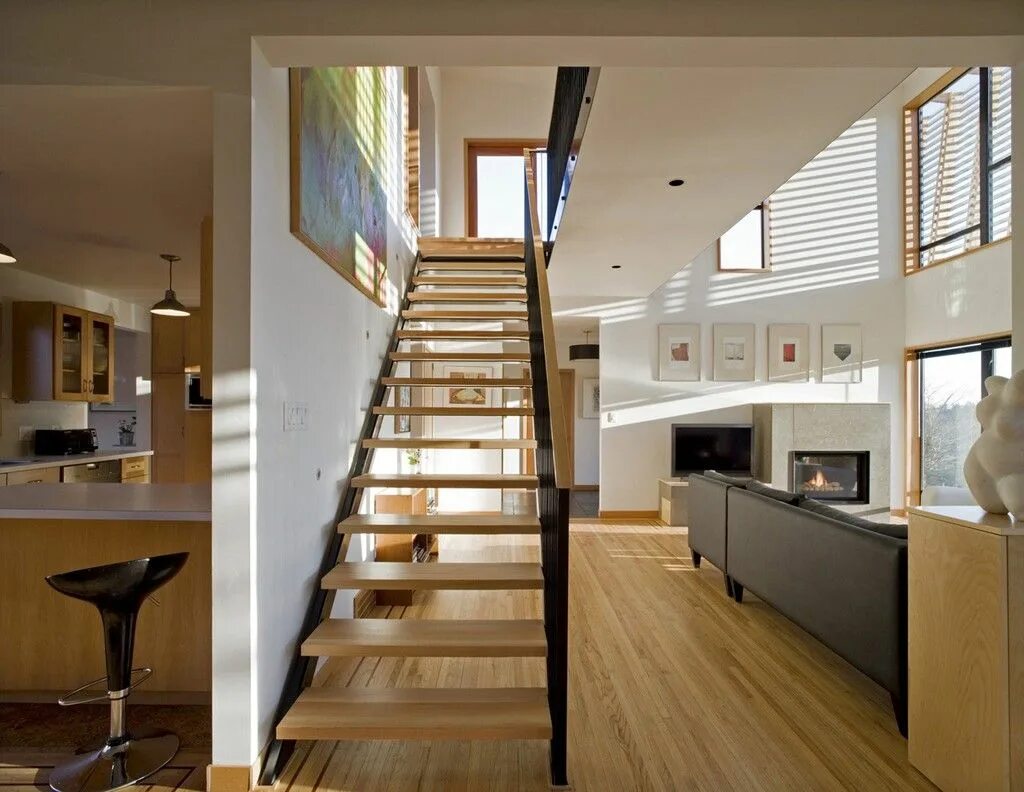 Лестница в гостиную фото Screen House Randy Bens Architect - Arch2O.com Vintage modern, House, Home desig