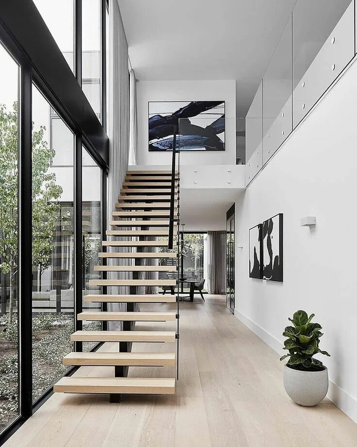 Лестница в современном стиле в интерьере Living Edge on Instagram: "Staircases Goals. Source: #archdesigndaily The Achero