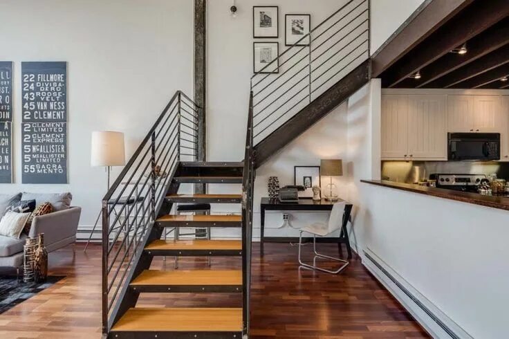 Лестница в стиле лофт в частном доме 1097 Howard Street Loft à San Francisco Diseño de interiores casa moderna, Decor