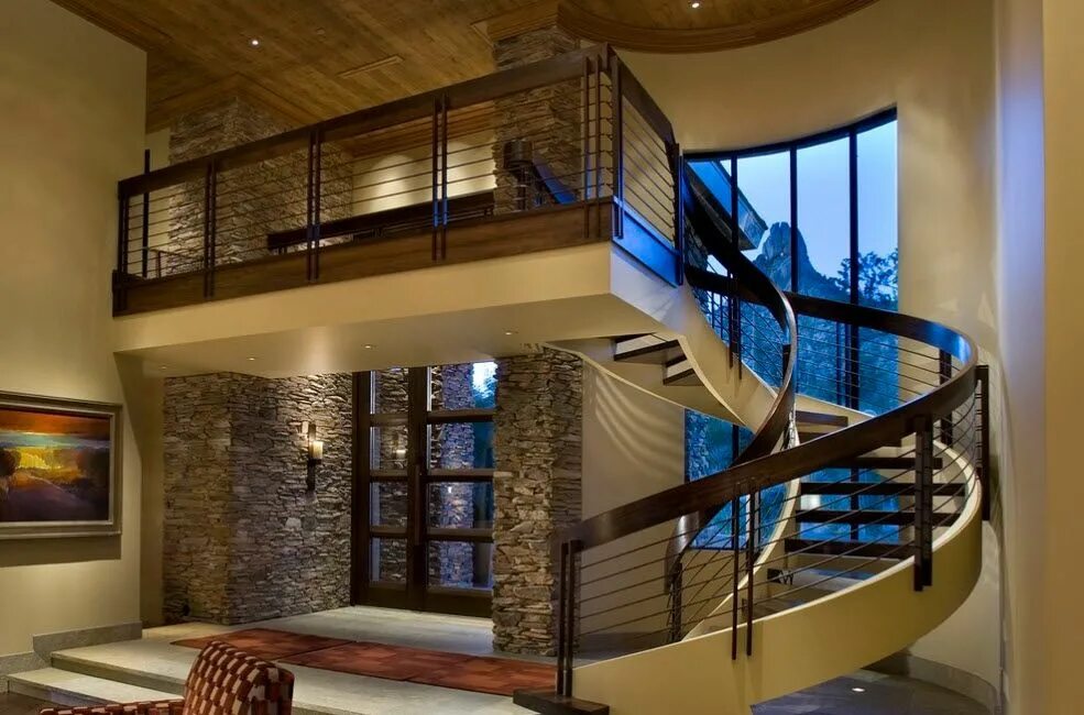 Лестница второй этаж дизайн фото Винтовая конструкция Stair railing design, House design, Contemporary staircase