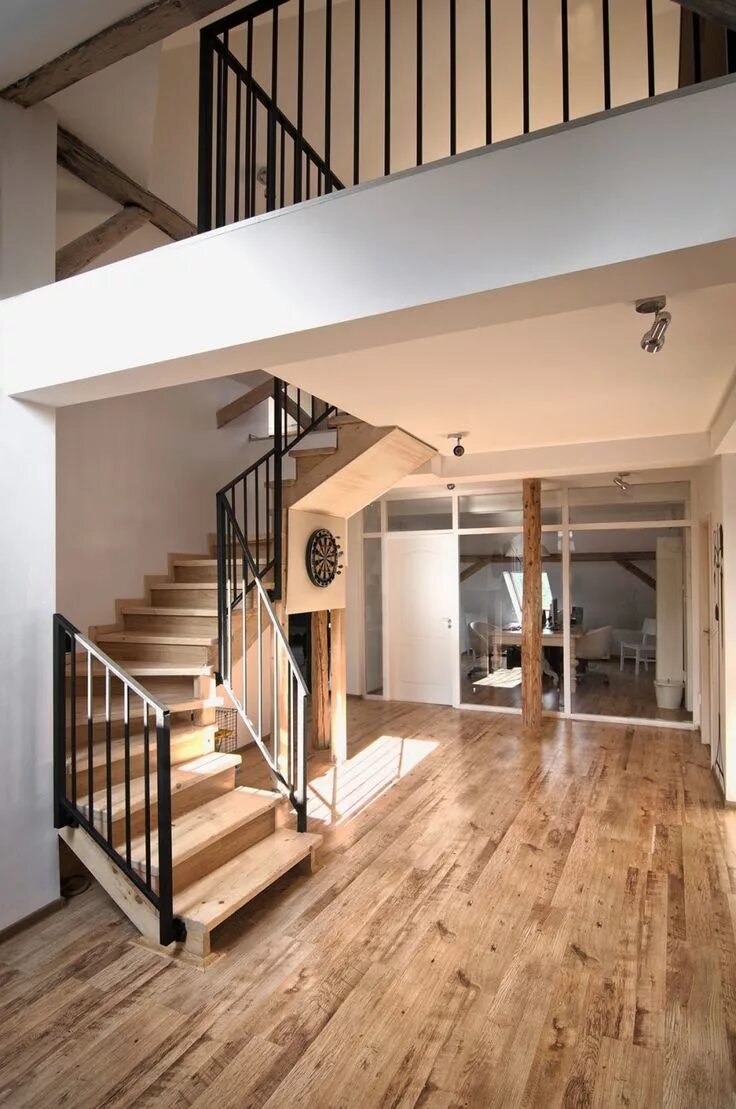 Лестница второй этаж дизайн фото Work Place Design, Home Office Ideas First Staircase Design And Wooden Laminate 
