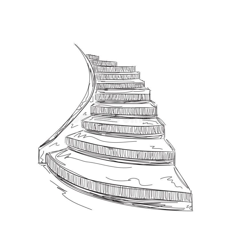 Лестница вверх чертеж Hand Drawn Staircase Sketch. Stock Vector - Illustration of rise, doodle: 657096