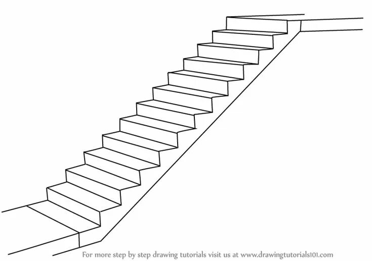 Лестница вверх чертеж How to Draw Staircase (Everyday Objects) Step by Step How to draw stairs, Stairc
