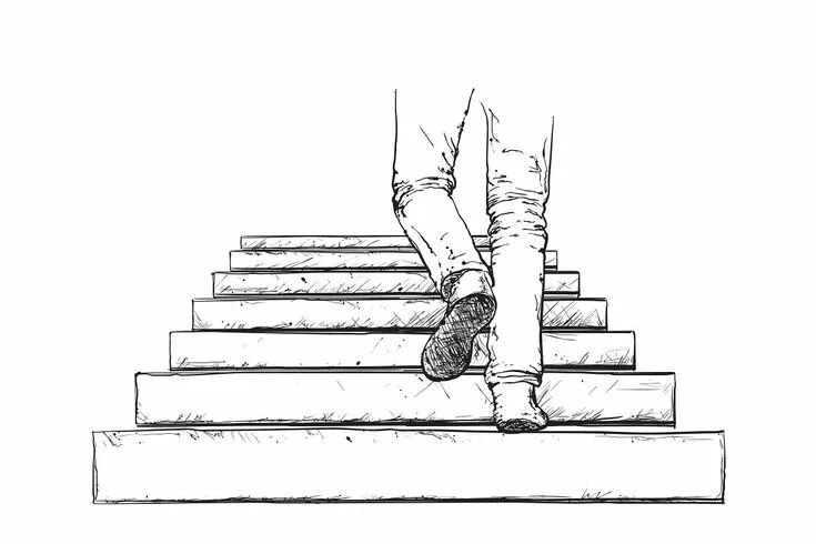 Лестница вверх чертеж Man climbing the stairs How to draw stairs, Stair art, Staircase art