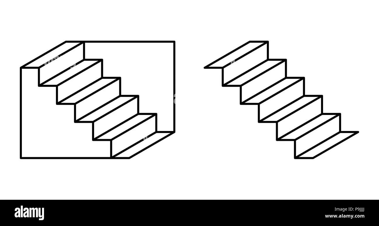 Лестница вверх вниз на чертежах 20 amazing optical illusion drawings: How they work & why they can, lined illusi