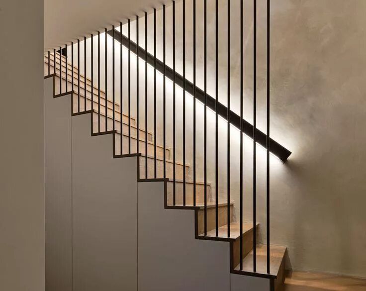Лестницы из арматуры фото Design Detail - These Wood Stairs Have A Handrail With Hidden Lighting Hidden li