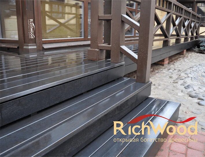 Лестницы из террасной доски фото Лестница террасы - Террасы - Richwood.ru