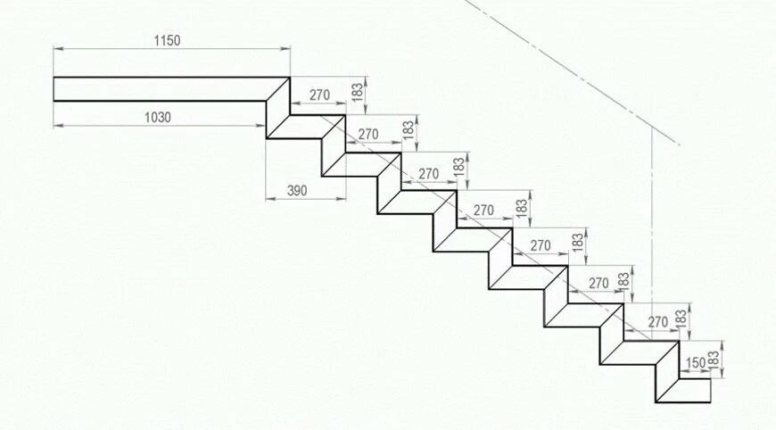 Лестницы косоуры чертежи Проект каркаса лестницы из металла