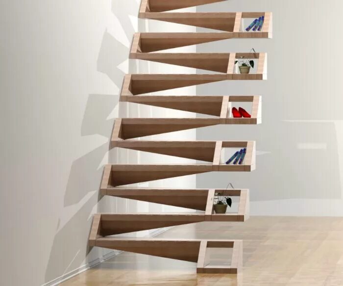 Лестницы полки фото Консольная лестница из дерева. Diseño de escalera, Decoración de unas, Escaleras