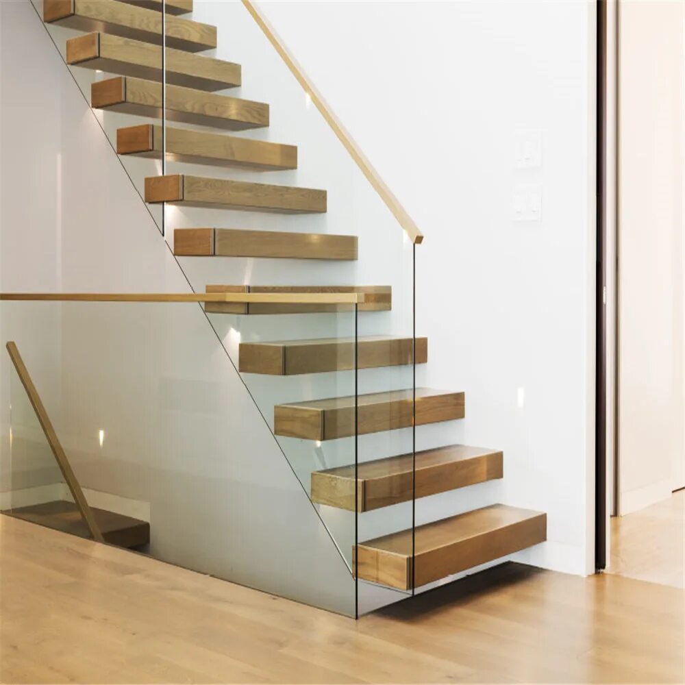 Лестницы со стеклом фото Modern Floating Staircase Manufactures/Straight Glass Staircase with Staircase G