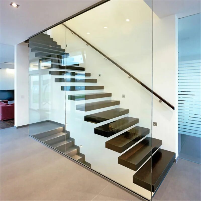 Лестницы со стеклом фото Hot Sale High Polish Frameless Laminated Glass Railing Stainless Steel Balustrad