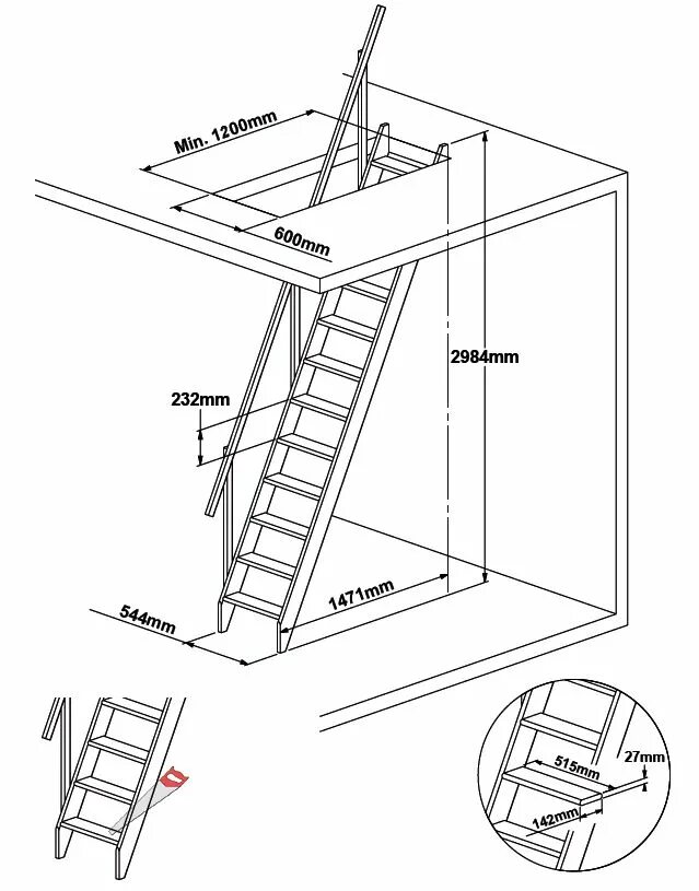 Лестницы своими руками схемы Loft Centre Loft stairs, Space saver staircase, Space saving staircase