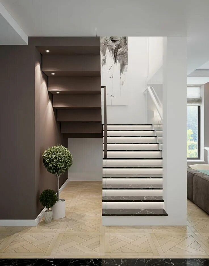 Лестницы в интерьере частного дома современные фото Лион, level homify Дизайн прихожей, Идеи домашнего декора, Интерьер
