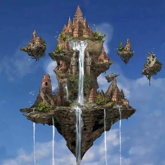 Летающие острова фото Image result for crystal floating island Fantasy landscape, Fantasy city, Fantas