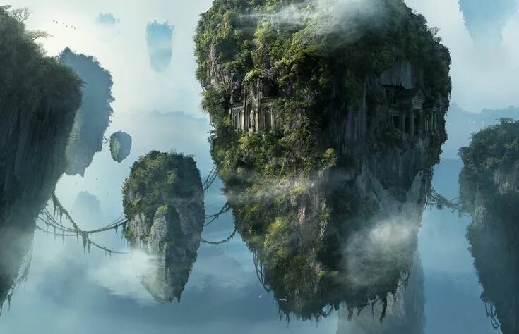 Летающие острова фото Fantasy landscape, Conceptual illustration, Fantasy inspiration