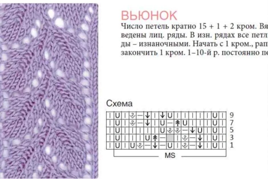 Летнее ажурное вязание спицами с схемами Картинки УЗОР АЖУРНЫЕ ЛИСТЬЯ СПИЦАМИ СХЕМА
