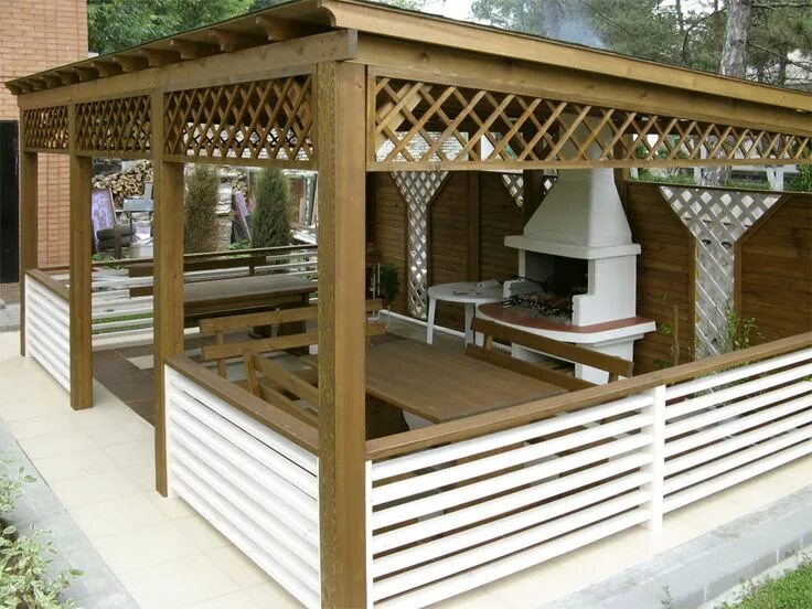 Летние беседки фото цена Беседка с крышей, выполненной по принципу перголы Backyard storage sheds, Patio 