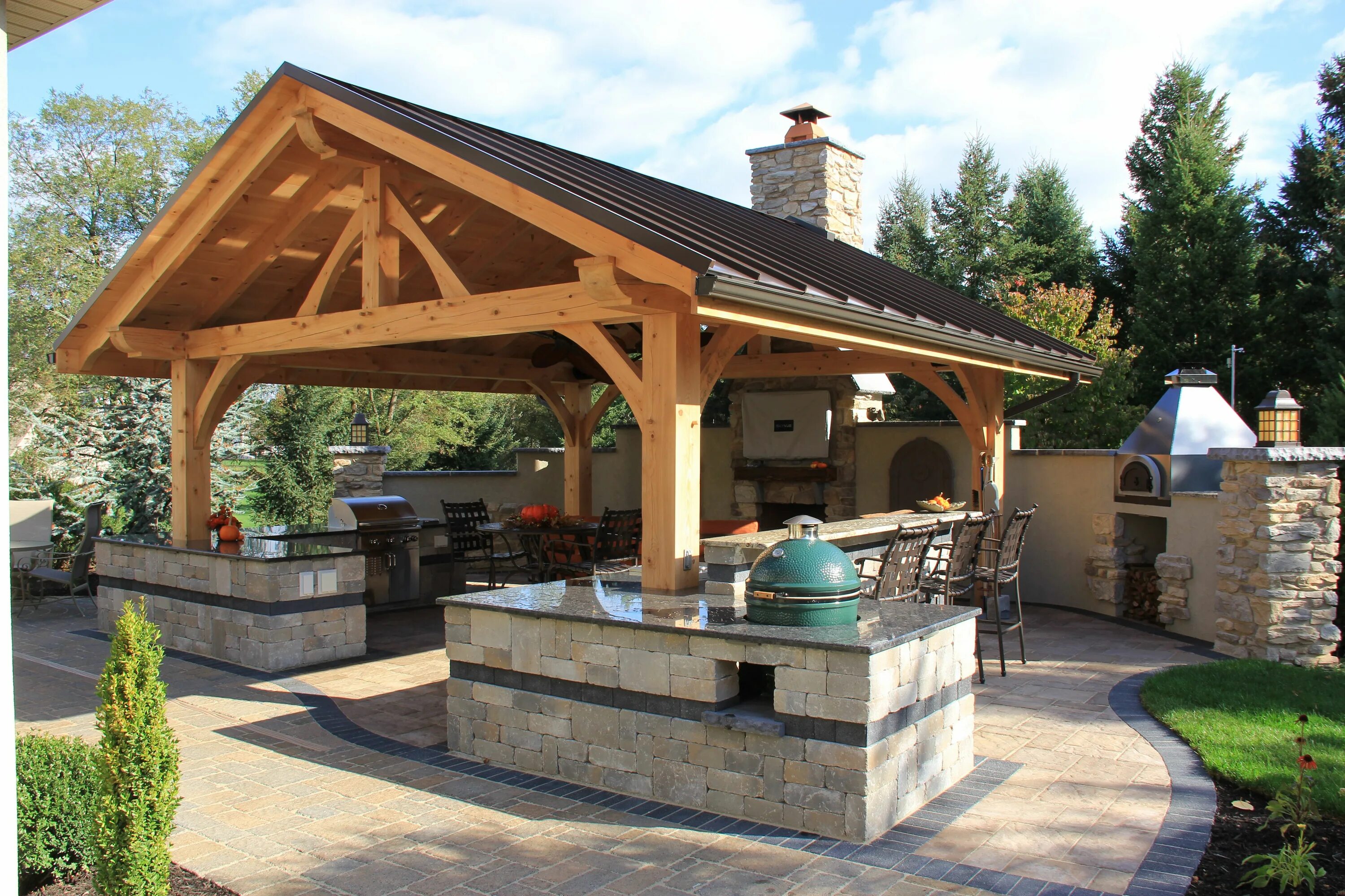 Летние беседки с мангалом фото Hummel's Landscape Backyard pavilion, Outdoor pavilion, Outdoor covered patio