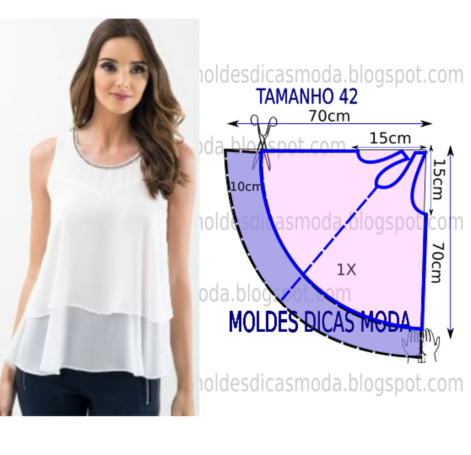 Летние блузки своими руками выкройки Blusa branca gode Moldes Dicas Moda Costura fashion, Moldes de costura, Moldes d