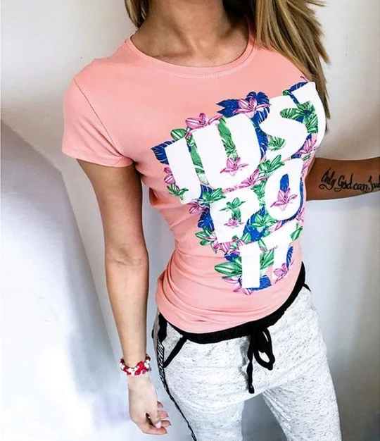 Летние футболки фото Cotton T Shirts Women Letters Just Do It Print T Shirt Shorteavengifts T shirt f