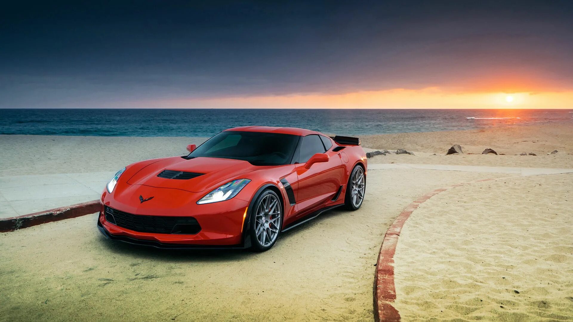 Летние машины фото Download wallpaper 1920x1080 chevrolet, corvette, z06, red full hd, hdtv, fhd, 1