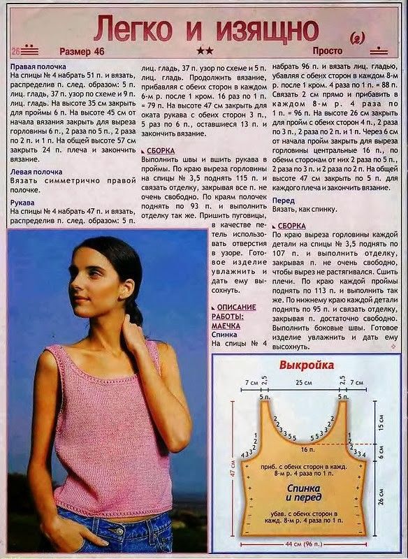 Летние майки вязаные спицами схемы и описание Пин на доске Knitting and crochet techniques в 2024 г Машинка для вязания, Вязан