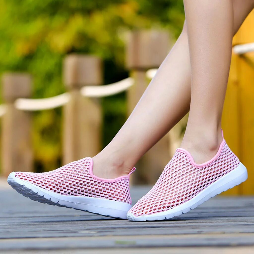 Летние обувь женская фото Plus Size Women Light Sneakers Casual Mesh Breathable Shoes Female Slip On Loafe