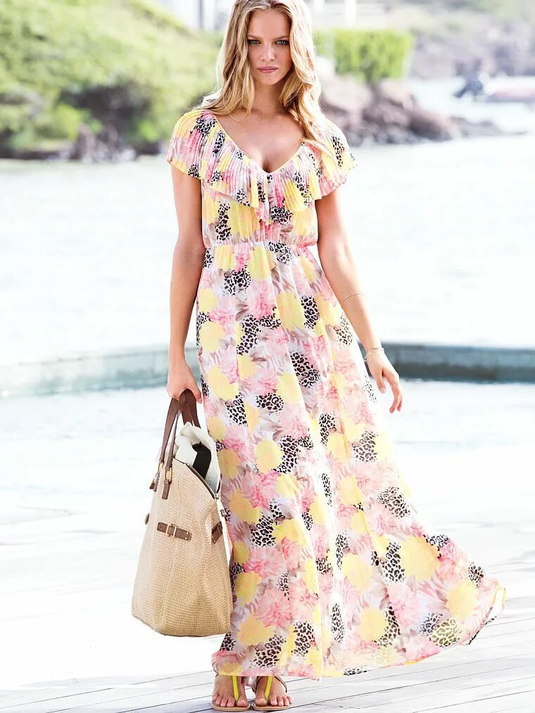 Летние платья фасоны фото Ruffle V-Neck Dress - Victoria's Secret #Fashion-ivabellini + #Localfashion Длин