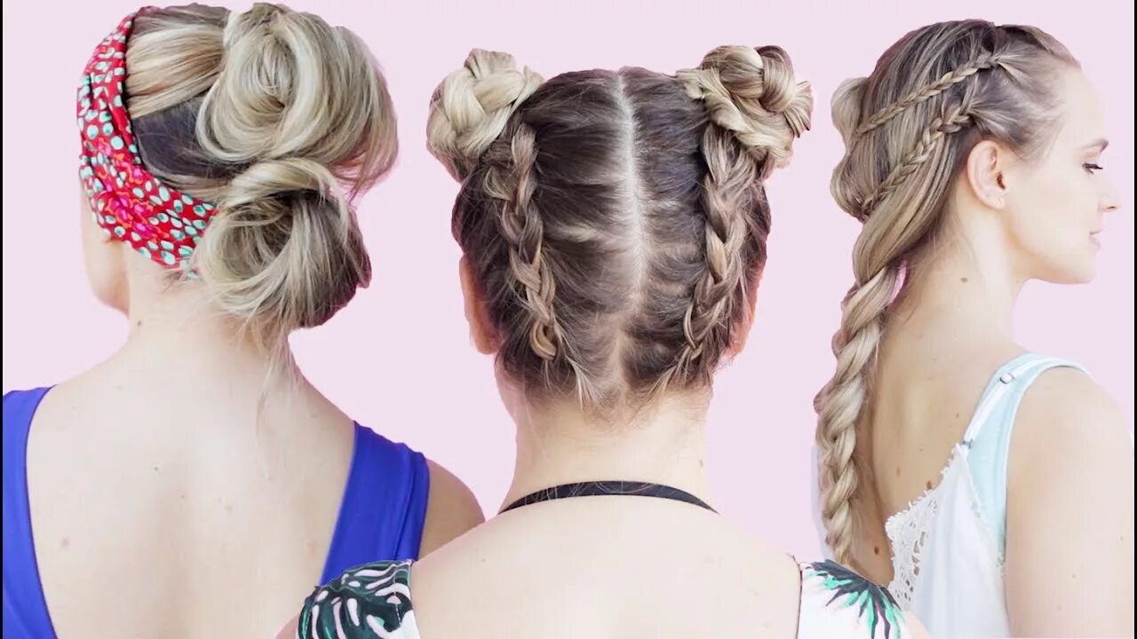 Летние прически на средний волос Easy Beach Hairstyles Tutorial - KayleyMelissa - YouTube