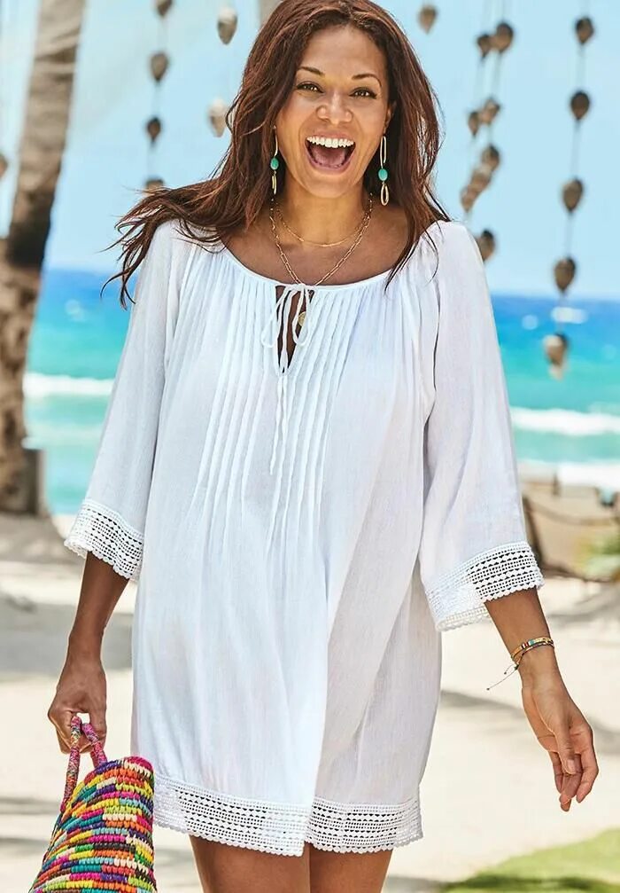 Летние туники фото Giana Crochet Cover Up Tunic Swimsuits For All