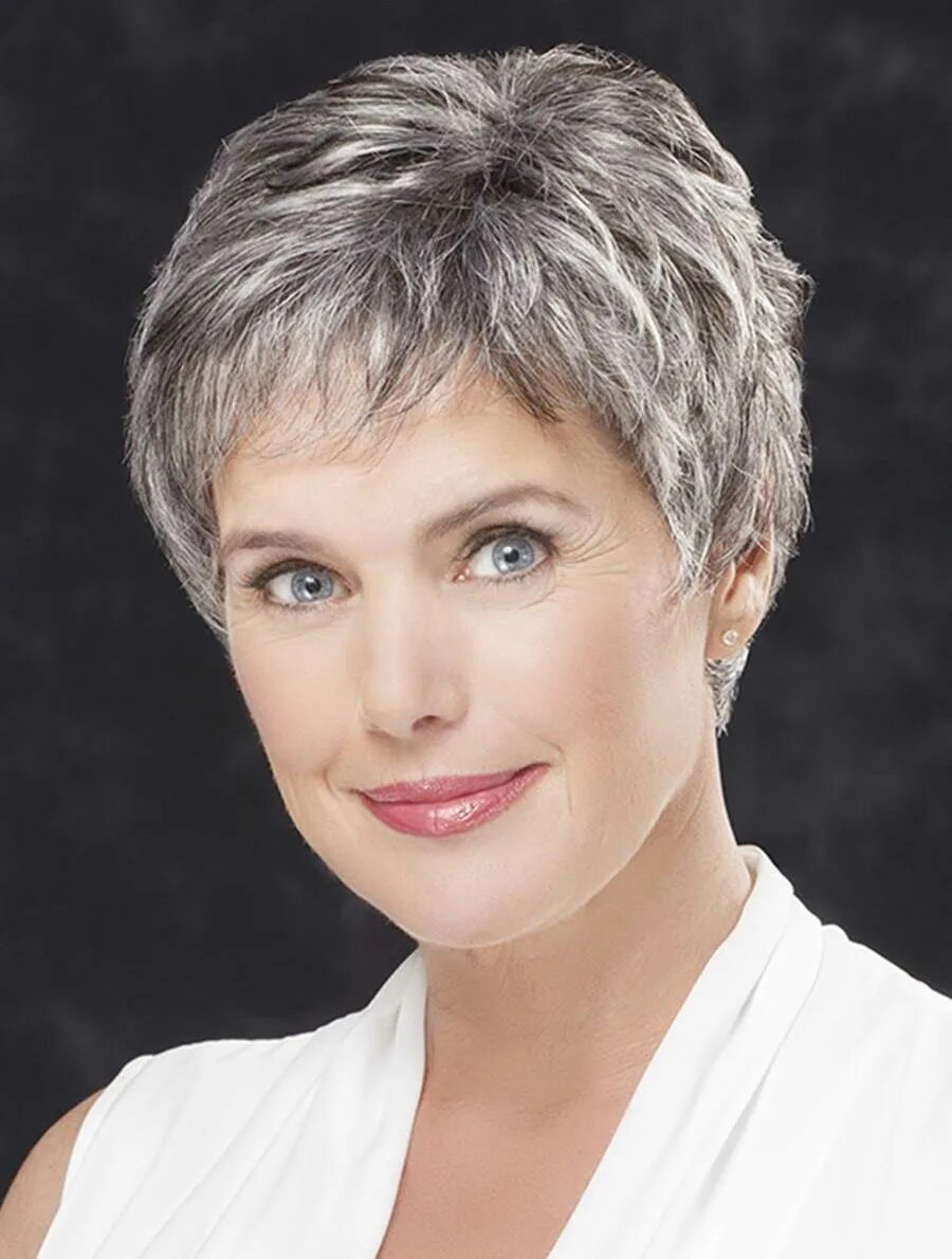 Летние женские стрижки на короткий волос Lace Front Straight 4" Cropped Grey Hair Wigs (SKU: XW04001) Grey hair wig, Hair