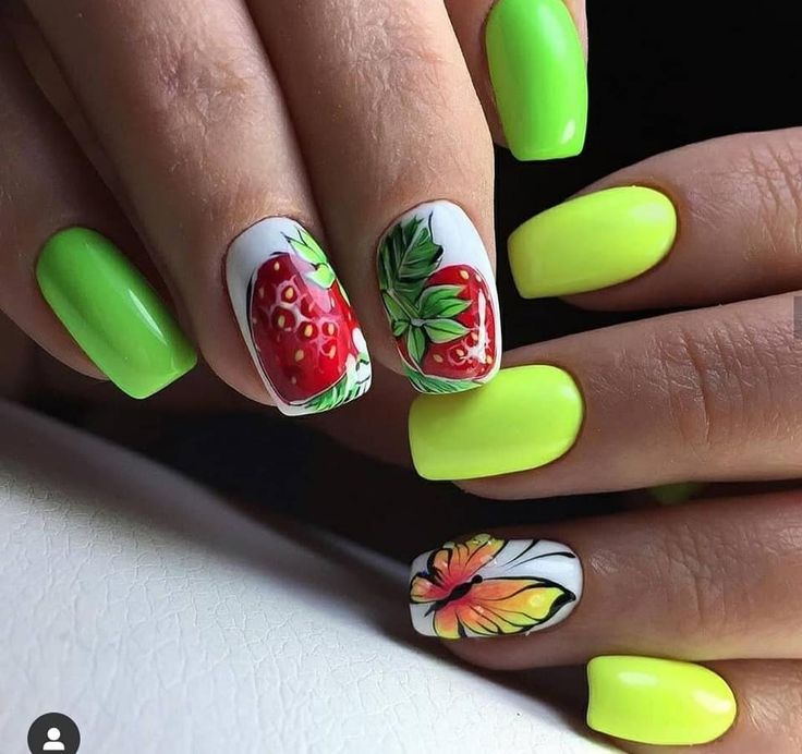 Летний дизайн маникюра Модный летний маникюр 2023 Fruit nail art, Cute nail art designs, Nail drawing