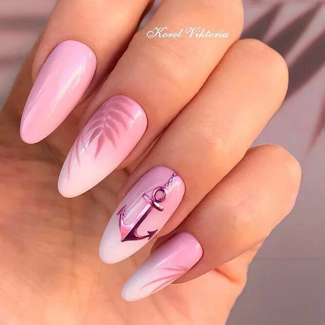 Летний дизайн маникюра миндаль нежный Anchor Nails Designs And Tutorials For Your Trendy Look in 2022 Anchor nail desi