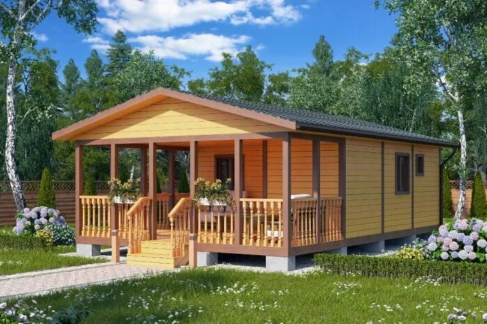 Летний домик с террасой проекты фото Купить дом Орбита площадью: 55,2 м2 Каркасно-модульная