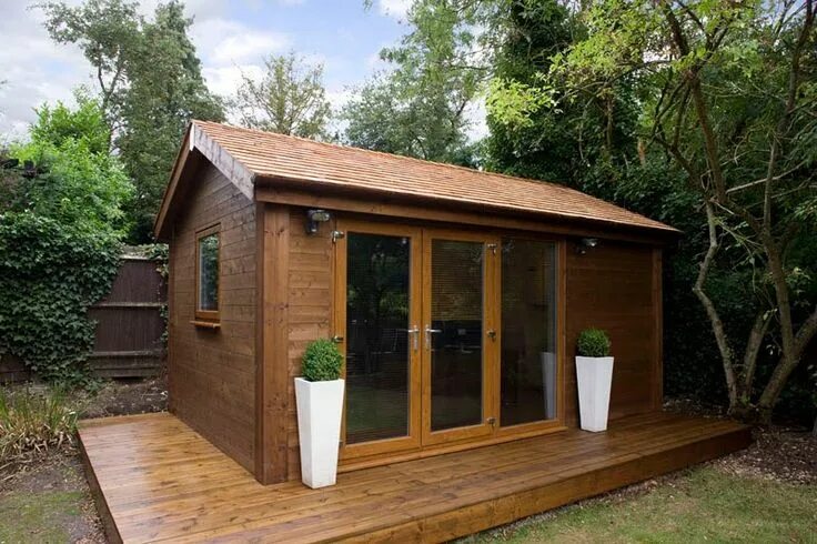Летний домик своими руками фото Parkside garden: ivy-covered garden office Garden room, Prefab sheds, Garden off